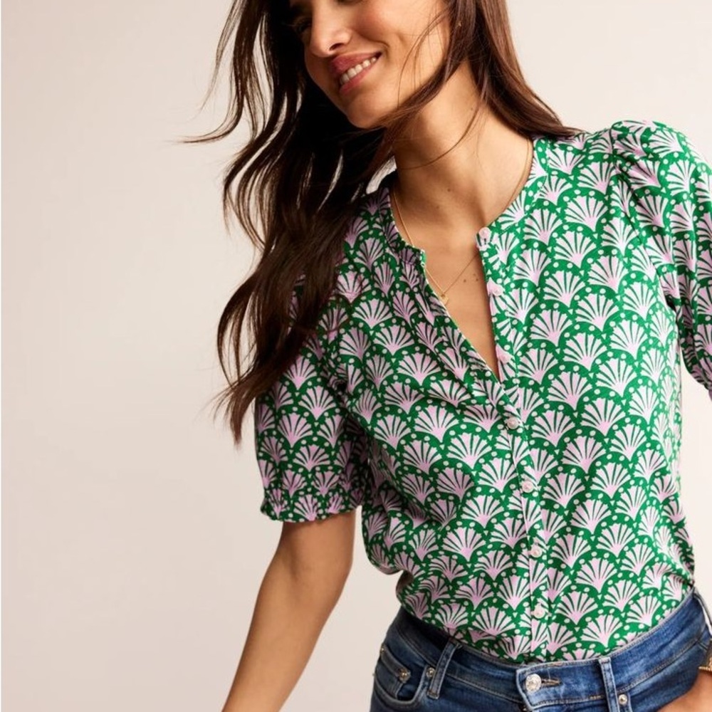 Boden Dolly Puff Sleeve Jersey shirt